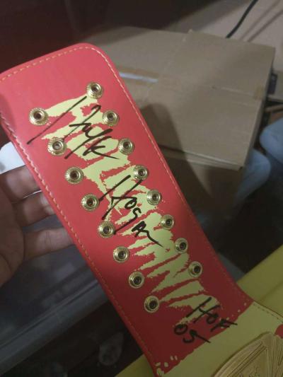 red and yellow winged eagle autographed Hulk Hogan Hall of F - Thumbnail 2