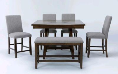 Hyland Brown Grey 48 CounterHeight Table Set w Lazy Susan - Thumbnail 3