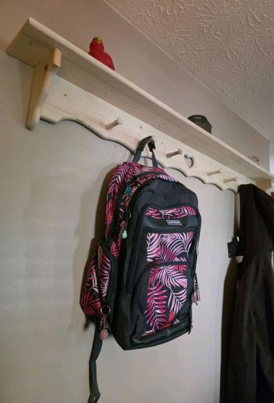 Rustic Wall Shelf with Peg Hooks - Thumbnail 4