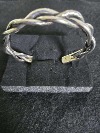 925 Sterling Silver Cross Twist Bracelet - Thumbnail 3