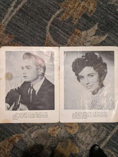 autographed by Johnny Cash on stage flyer - Thumbnail 2