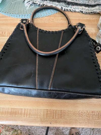 black leather clutch handbag - Thumbnail 2