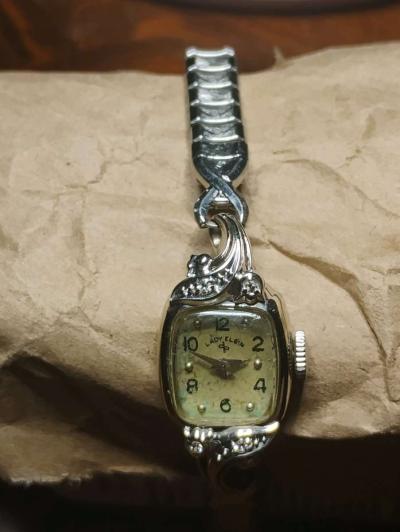 vintage Lady Elgin 14k White Gold Diamond Watch - Thumbnail 6