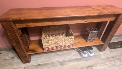 Handcrafted Pine Entryway Bench Custom Sizes Available - Thumbnail 3