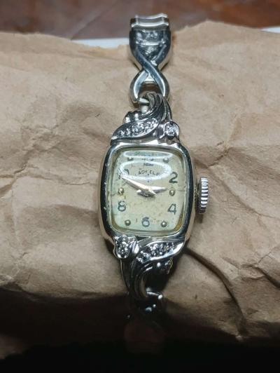 vintage Lady Elgin 14k White Gold Diamond Watch - Thumbnail 1