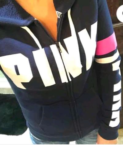 VICTORIAS SECRET PINK HOODIE BLUE WITH WHITE LOGO WOMENS SM - Thumbnail 3