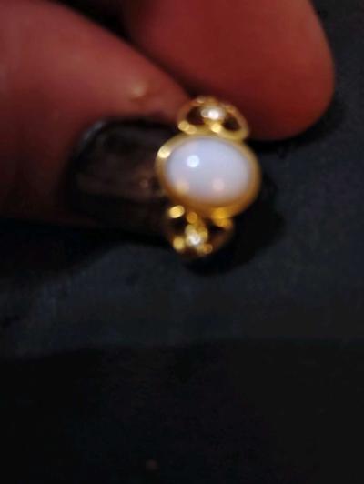 real opal ring gold womens pink stone - Thumbnail 4