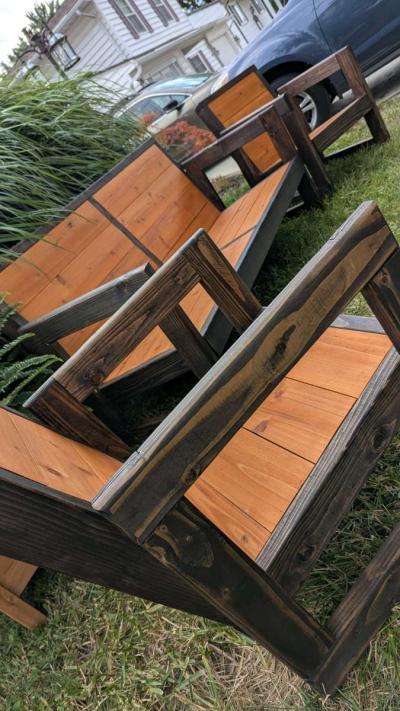 Rustic 3 Piece Patio Furniture  Handmade  Built to Last - Thumbnail 3