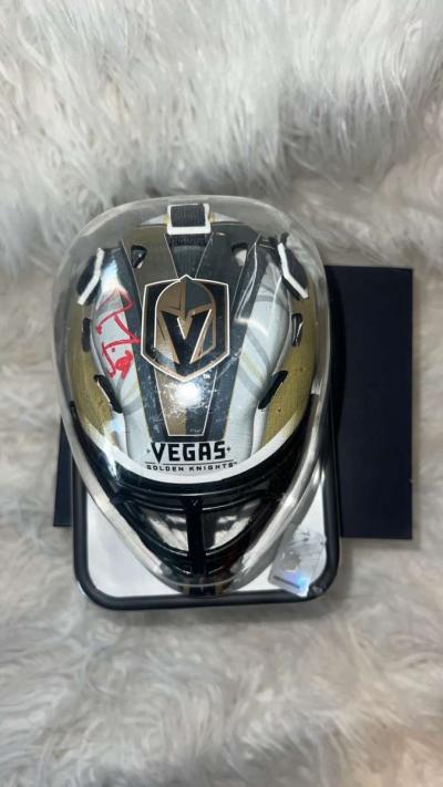 New MARCANDRE FLEURY SIGNED VEGAS GOLDEN KNIGHTS Mini Goalie - Thumbnail 4