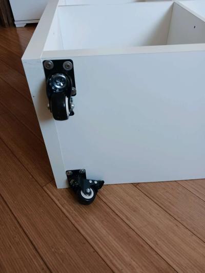 White Bookshelf on Wheels  9 Cube Storage Scratches  Holes - Thumbnail 6