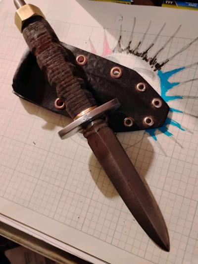 handcrafted custom made fixed blade double edged dagger - Thumbnail 4