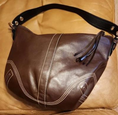 New Coach Brown Leather Medium Satchel Handbag - Thumbnail 1