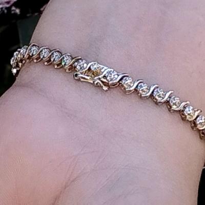 925 Sterling Silver Diamond Tennis Bracelet - Thumbnail 2