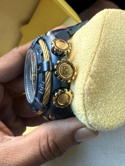 Invitca mens watch blue and gold bolt - Thumbnail 3