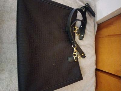 TOMMY HILFIGER Signature Black Canvas Faux Leather Shoulder - Thumbnail 2