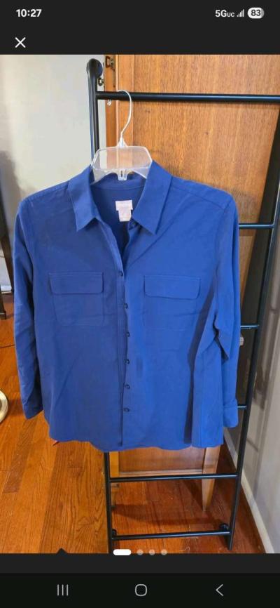Chicos Womens 2P Long Sleeve Blue ButtonUp Shirt - Thumbnail 2