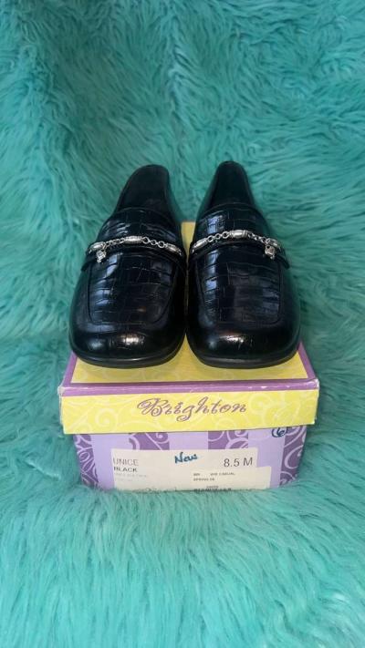 NIB Brighton Unice Black Croc With Silver Chain Womens Size - Thumbnail 5