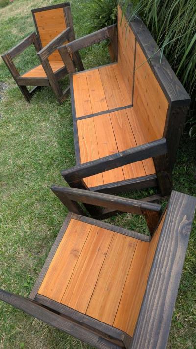 Rustic 3 Piece Patio Furniture  Handmade  Built to Last - Thumbnail 4