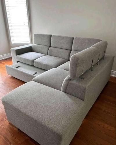 Grey Sectional sofa with pull out bed - Thumbnail 3