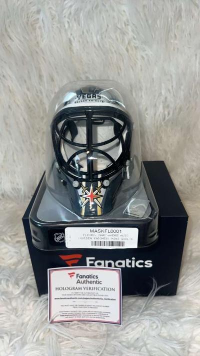 New MARCANDRE FLEURY SIGNED VEGAS GOLDEN KNIGHTS Mini Goalie - Thumbnail 2