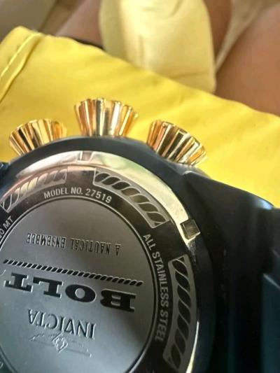 Invitca mens watch blue and gold bolt - Thumbnail 4