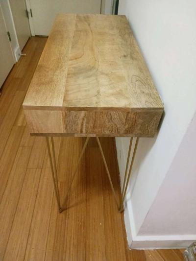 SAFAVIEH Marigold Wood Desk  Gold Legs  Modern  Stylish - Thumbnail 2