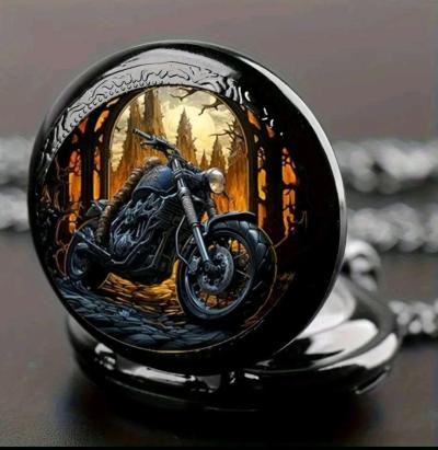 Motorcycle Pocket  Watch Zoomed in to show Detail - Thumbnail 1