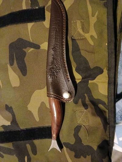 mahogany handle Damascus blade hand made - Thumbnail 3