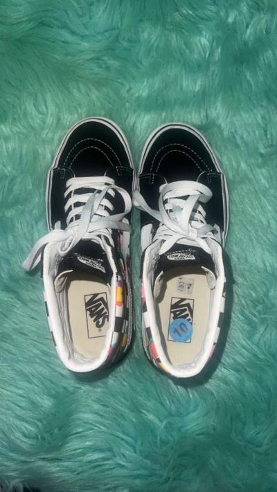 Mens Size 10 Vans Sk8 High Top Floral Checkered Sneakers - Thumbnail 4