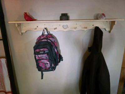 Rustic Wall Shelf with Peg Hooks - Thumbnail 2
