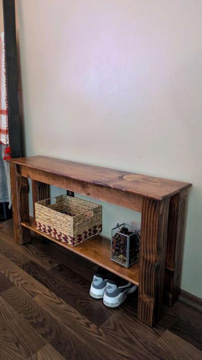 Handcrafted Pine Entryway Bench Custom Sizes Available - Thumbnail 6