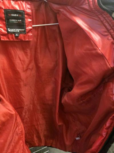 Fashion Men Black Puffer Jacket with Red Lining - Thumbnail 4