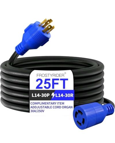 4 Prong 30 Amp 25 Foot Generator Extension CordNEMA L1430PL1 - Thumbnail 4
