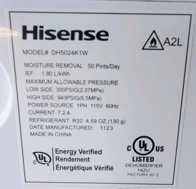Hisense  Dehumidifier  19 Gallon  50 PintsDay  2 Speed  Ener - Thumbnail 3