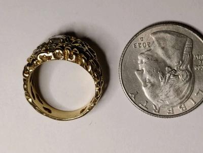 vintage 14k Gold Nugget Ring with 9 Brilliant White Diamonds - Thumbnail 5