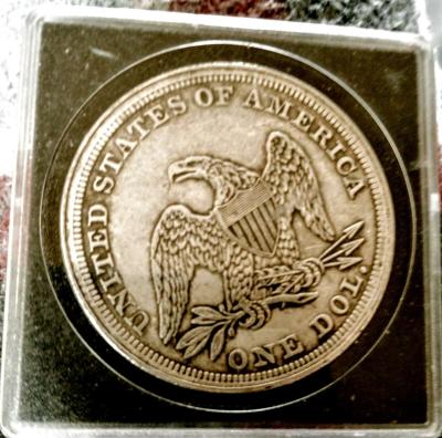1873 1 dollar civil war coin 90 percent silver - Thumbnail 2