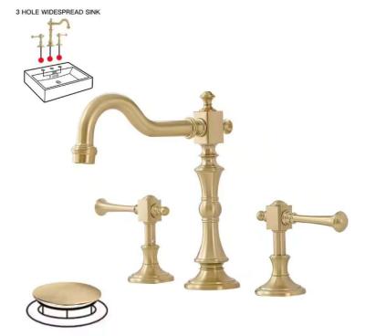 8 IN WIDESPREAD DOUBLE HANDLE 3 HOLE BATHROOM FAUCET - Thumbnail 4
