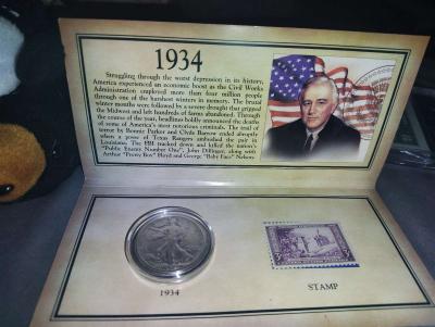 1934 walking liberty and stamp