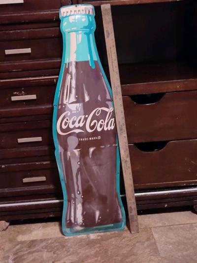 vintage Coca Cola bottle shaped die cut sign - Thumbnail 4