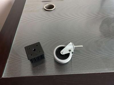 Glass Top Office Desk with Dark Wood Frame - Thumbnail 3