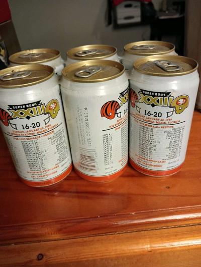 Hudy Superbowl 23 Six Pack Beer Cans Bengals VS 49ers - Thumbnail 2