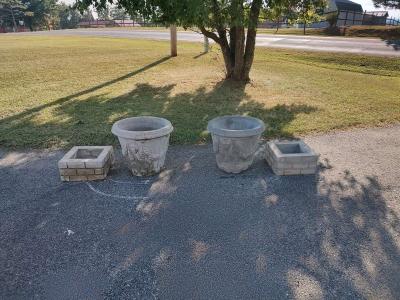 two concrete planters with square stands - Glade Hill, Virginia