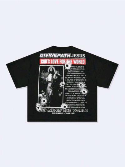 ROMWE MEN Mens Gothic Jesus Loose - Thumbnail 2