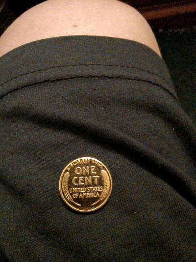 1943 golden steel wheat penny world war two era coin - Thumbnail 4