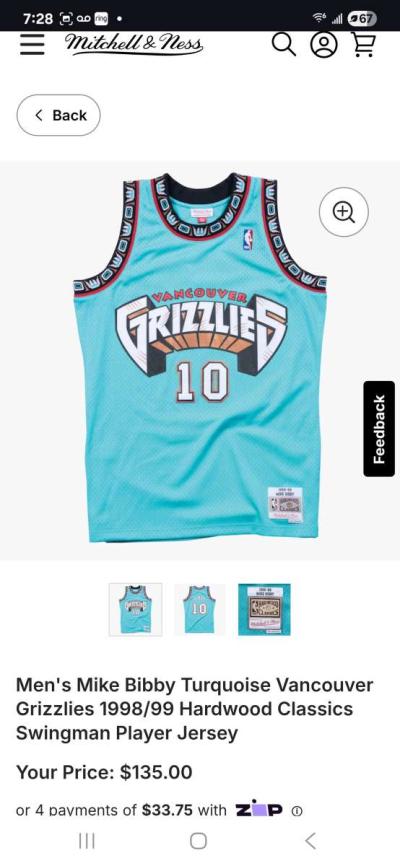 Mens Mike Bibby Turquoise Vancouver Grizzlies 1998 99 - Thumbnail 6