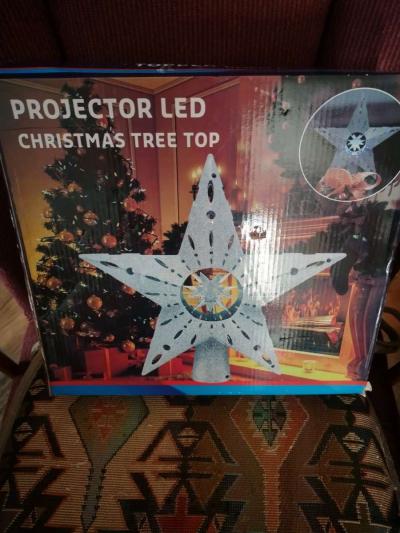 Projector LED Christmas Tree Top Gold Star Snowfall Snowflak