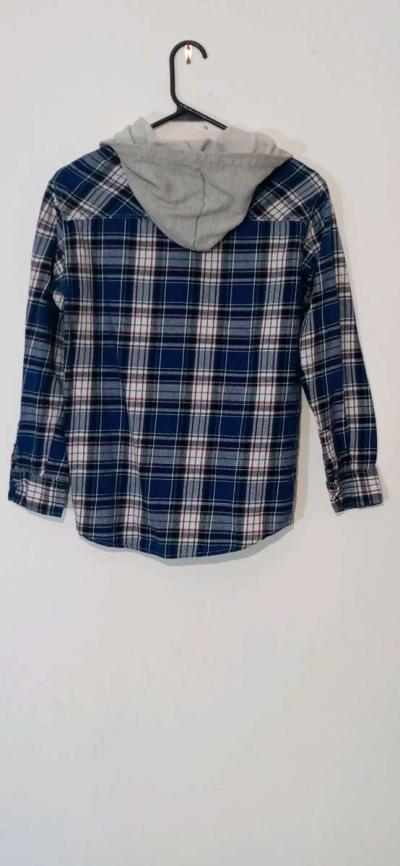 Youth Long Sleeve Button Down Shirt Hooded - Thumbnail 2