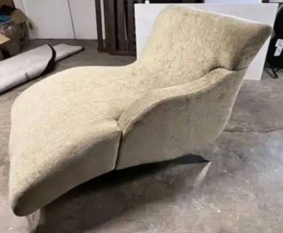 Double Wide Chenille Modern Curved Chaise Lounge - Thumbnail 5
