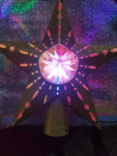 Projector LED Christmas Tree Top Gold Star Snowfall Snowflak - Thumbnail 2