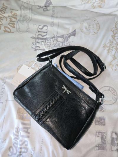 Le Bug Black Faux leather purse w dragonfly - Thumbnail 6